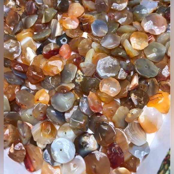 Large Vintage Rough Cut Polished Agate Gemstone Beads DIY Jewelry Making Bundle - Picture 1 of 14